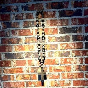 Rustic Brown Wooden Bead Wall Hanging